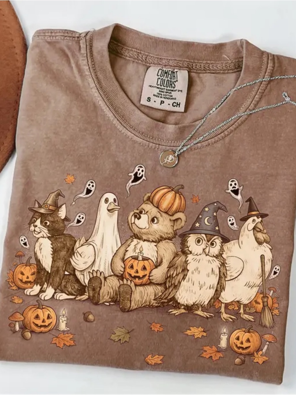 Comfort Colors Espresso Halloween Animal Graphic Tee for Women